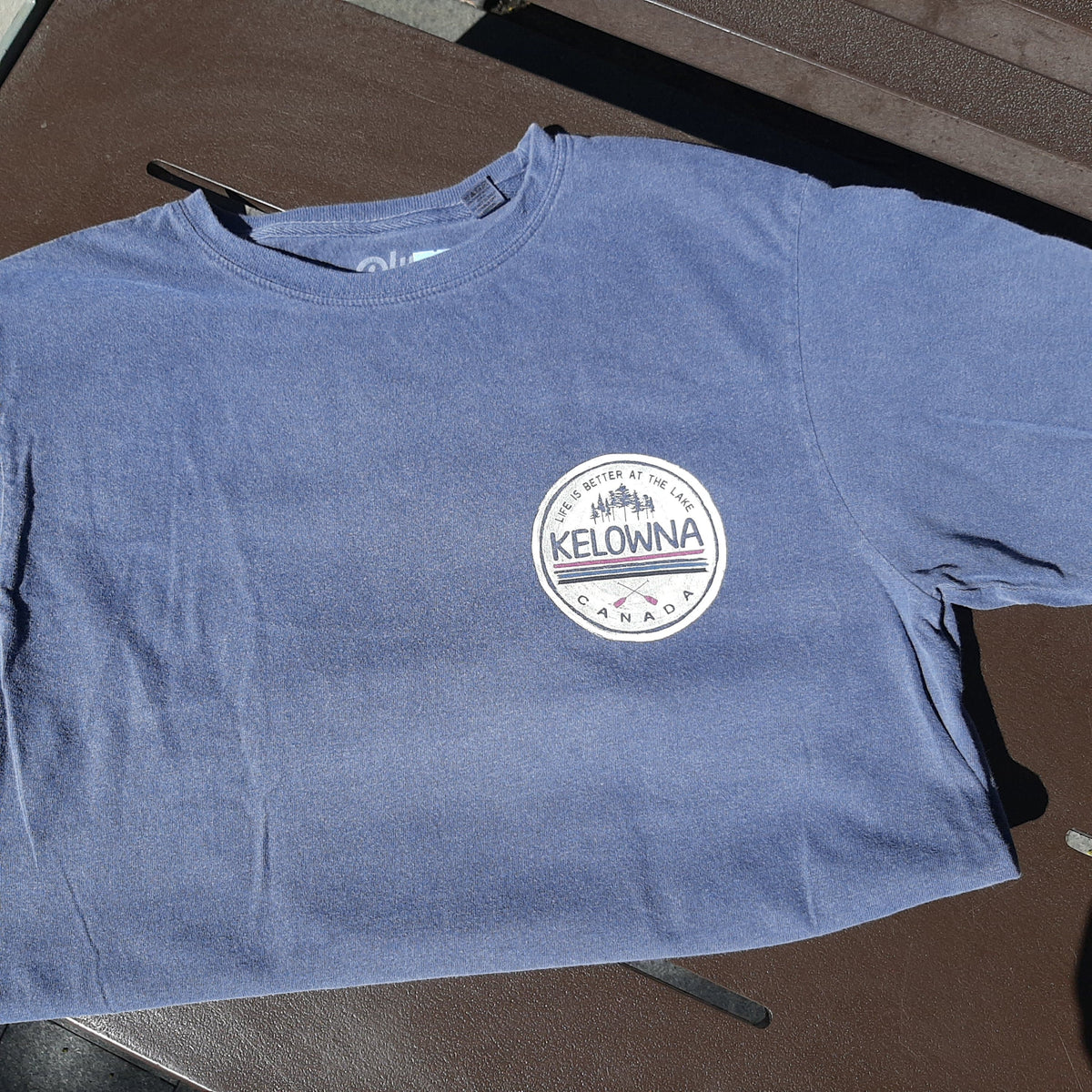 Back Printed Adult Tshirt Gray "LIFE IS BETTER AT THE LAKE" Kelowna