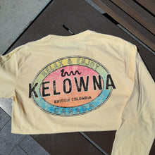 Load image into Gallery viewer, Back Printed Adult Long Sleeve Shirt &quot;RELAX &amp; ENJOY &quot; Ogopogo Buttter Yellow Kelowna
