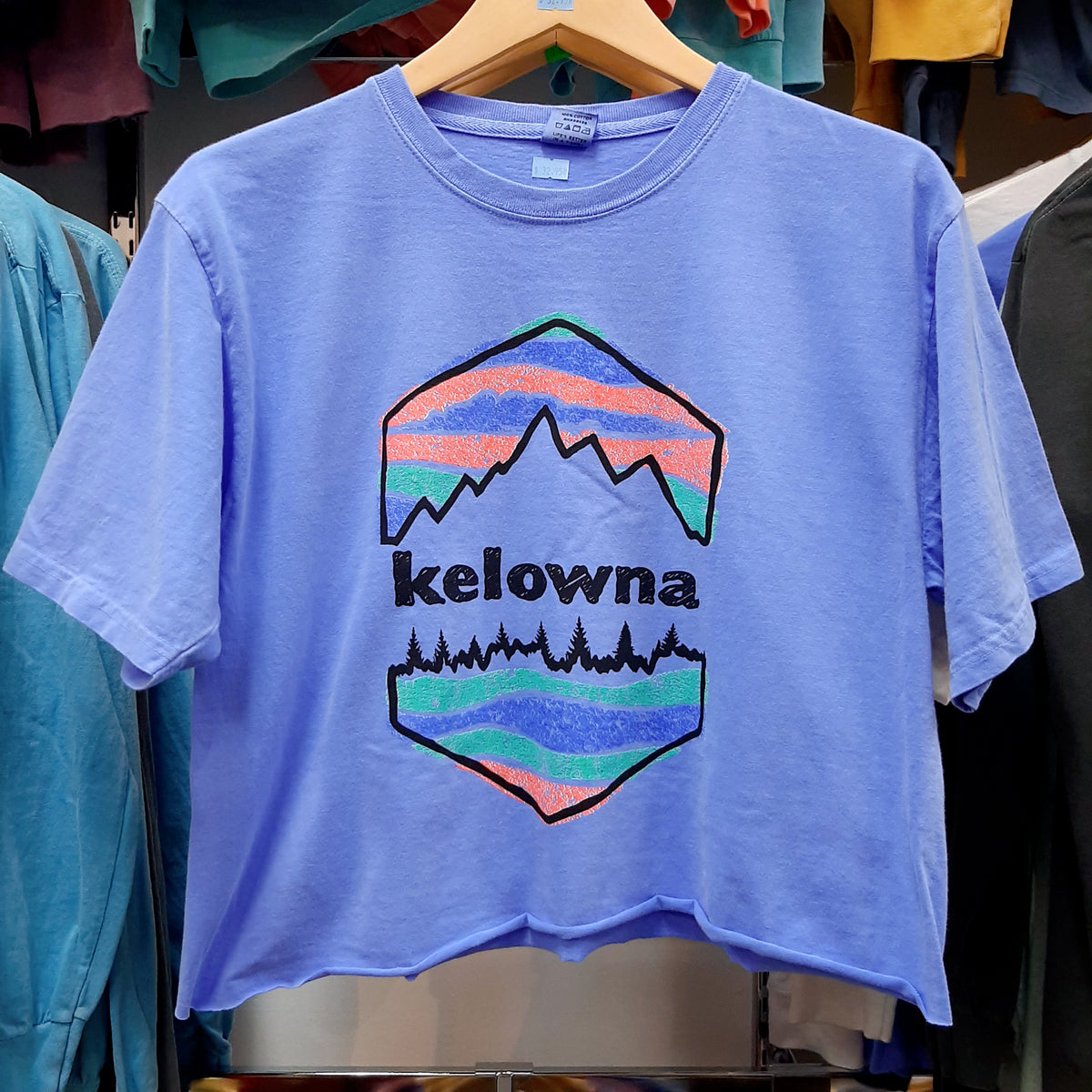 Women's Cropped Tshirt Kelowna Purple OGOPOGO GIFTLAND KELOWNA
