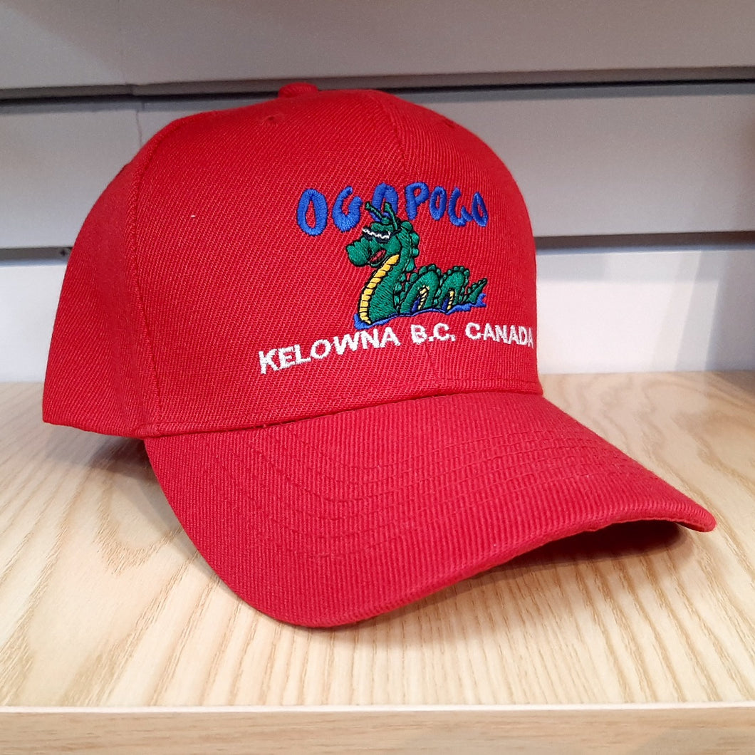 Adult Graphic Cap Hat Ogopogo Kelowna B.C. Canada Red