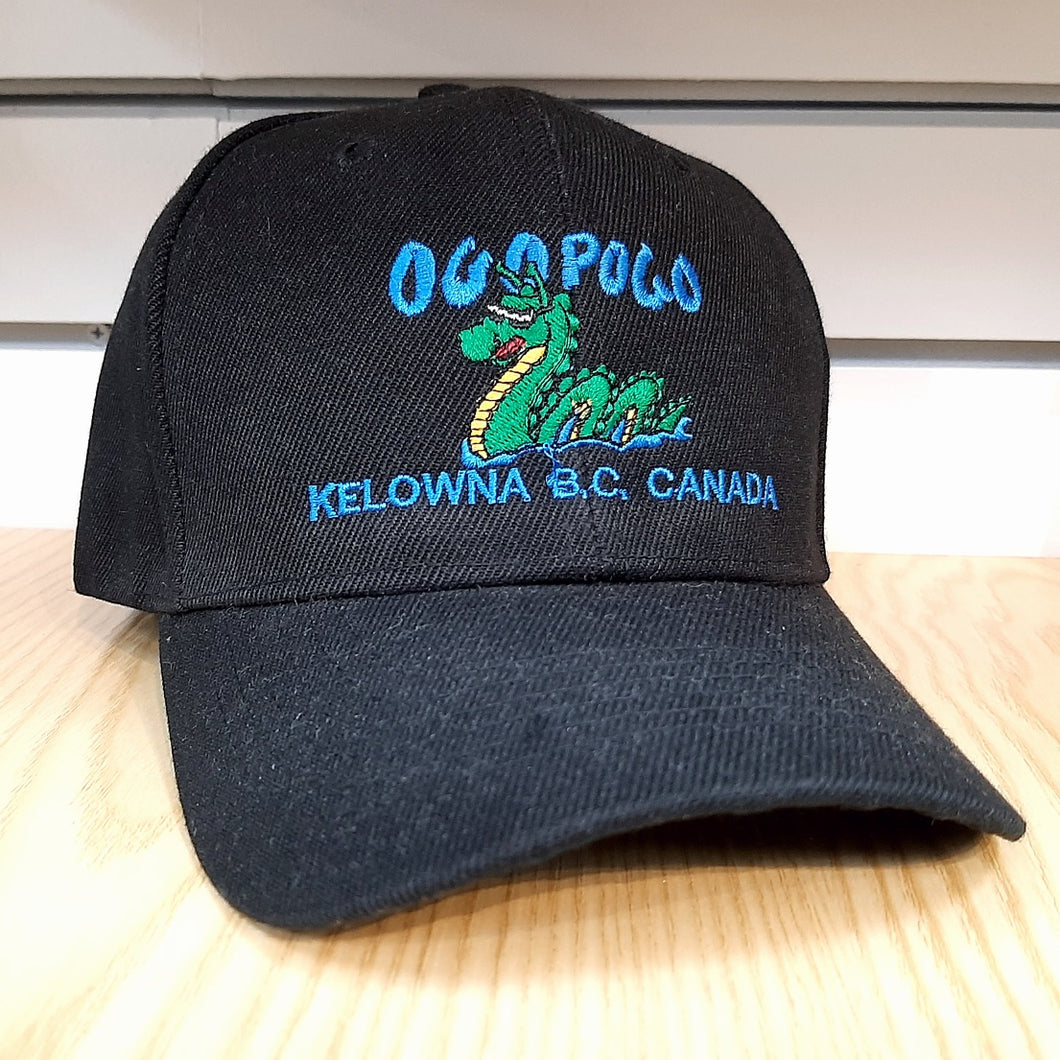 Adult Graphic Cap Hat Ogopogo Kelowna B.C. Canada Black