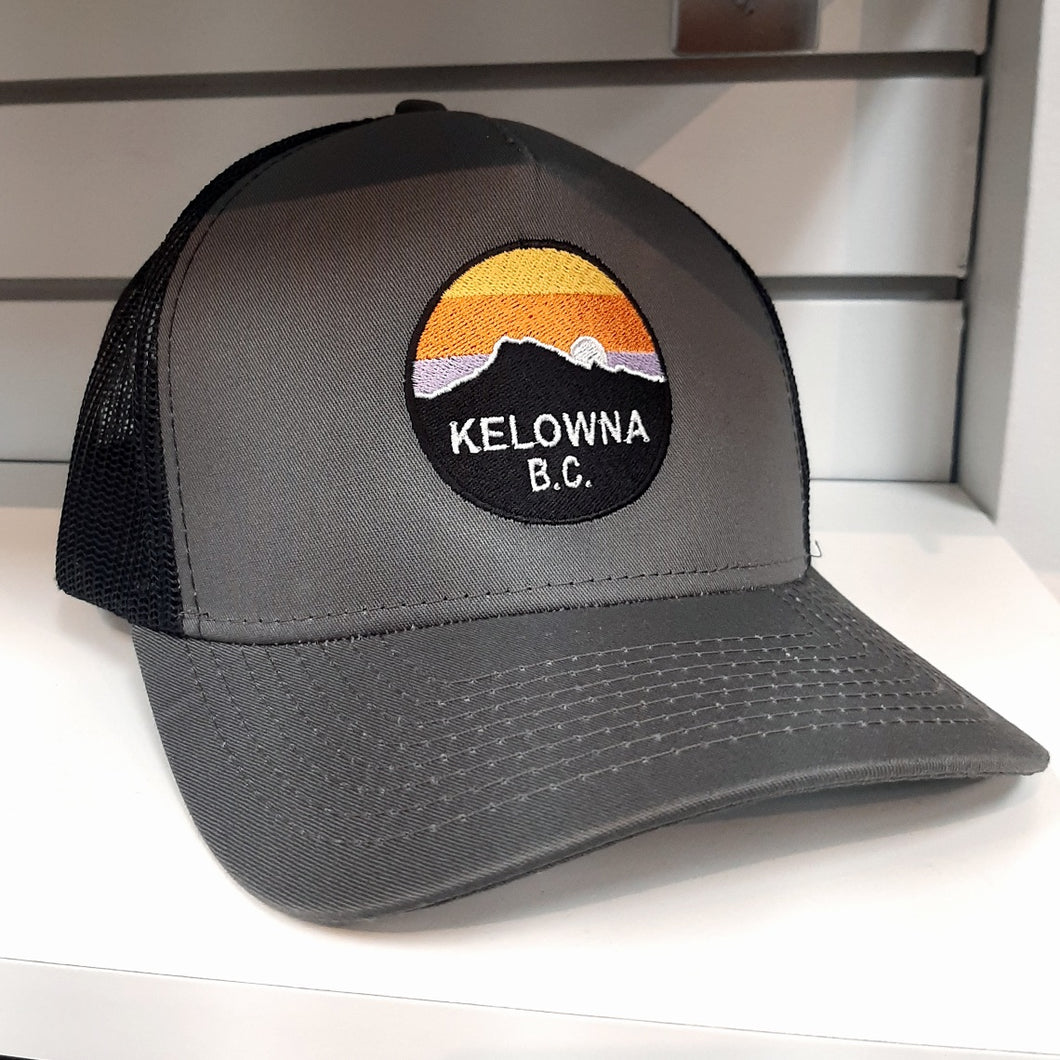 Adult Mesh Back Graphic Cap Hat Kelowna Okanagan Dark Gray