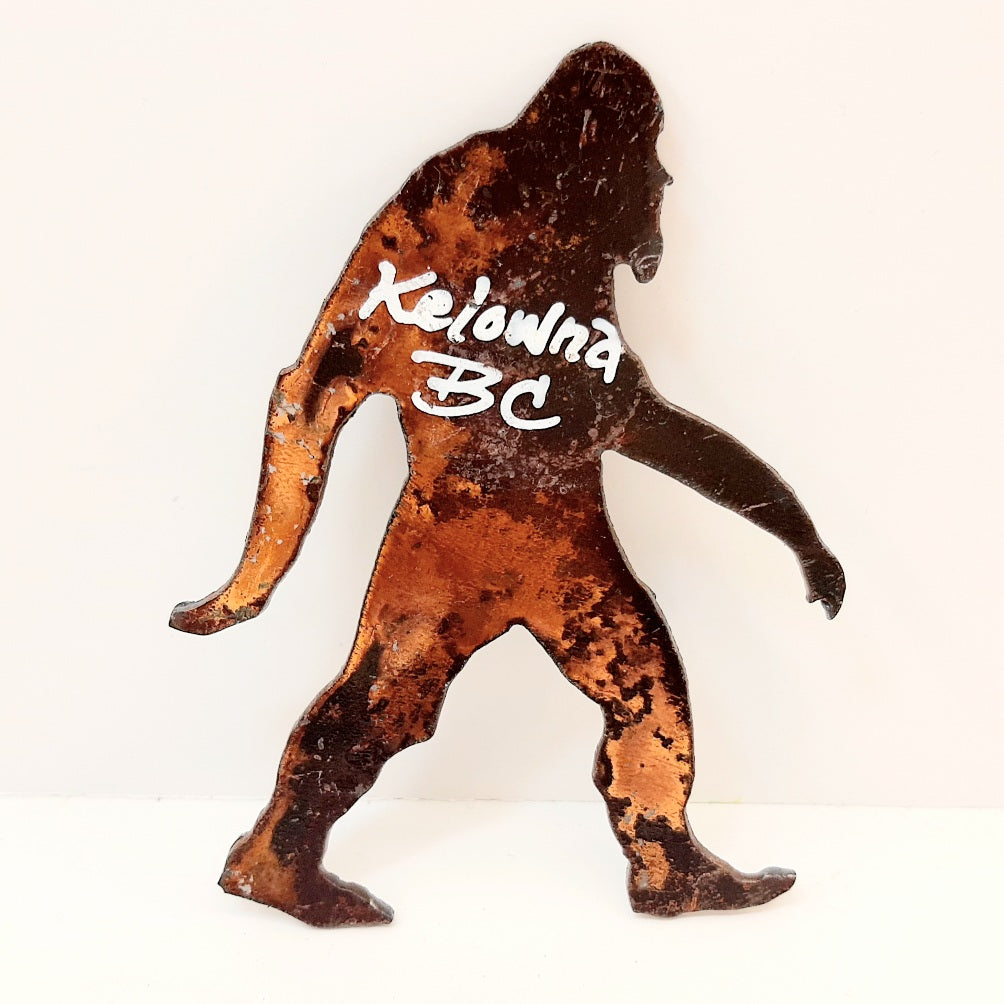 Vintage Style Rusted Iron Bigfoot magnet Kelowna BC Made In Canada