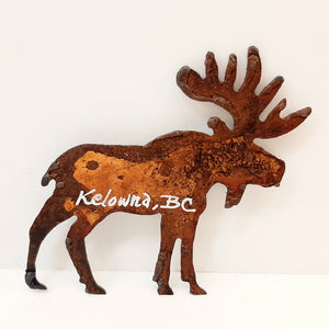 Vintage Style Rusted Iron Moose magnet Kelowna BC Made In Canada