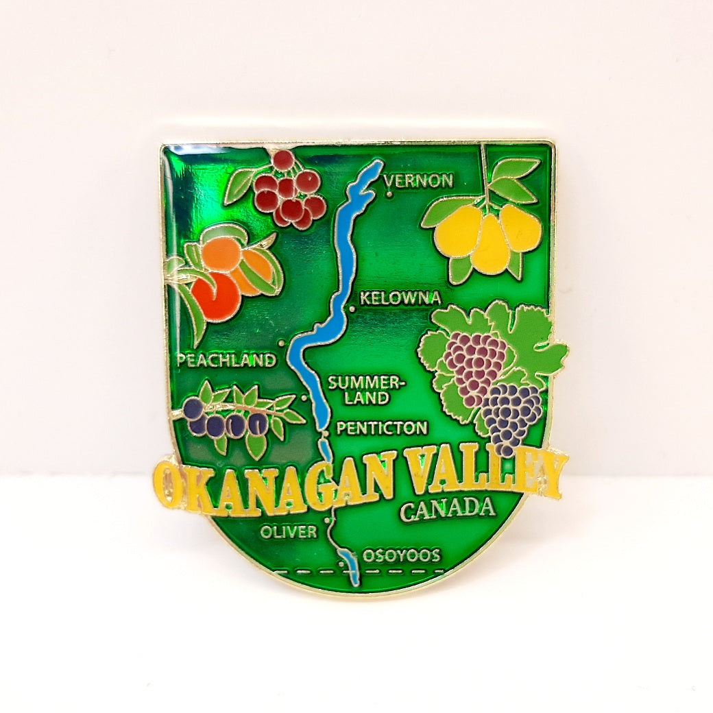 Hard Enamel Magnet Green Okanagan Valley Map Canada
