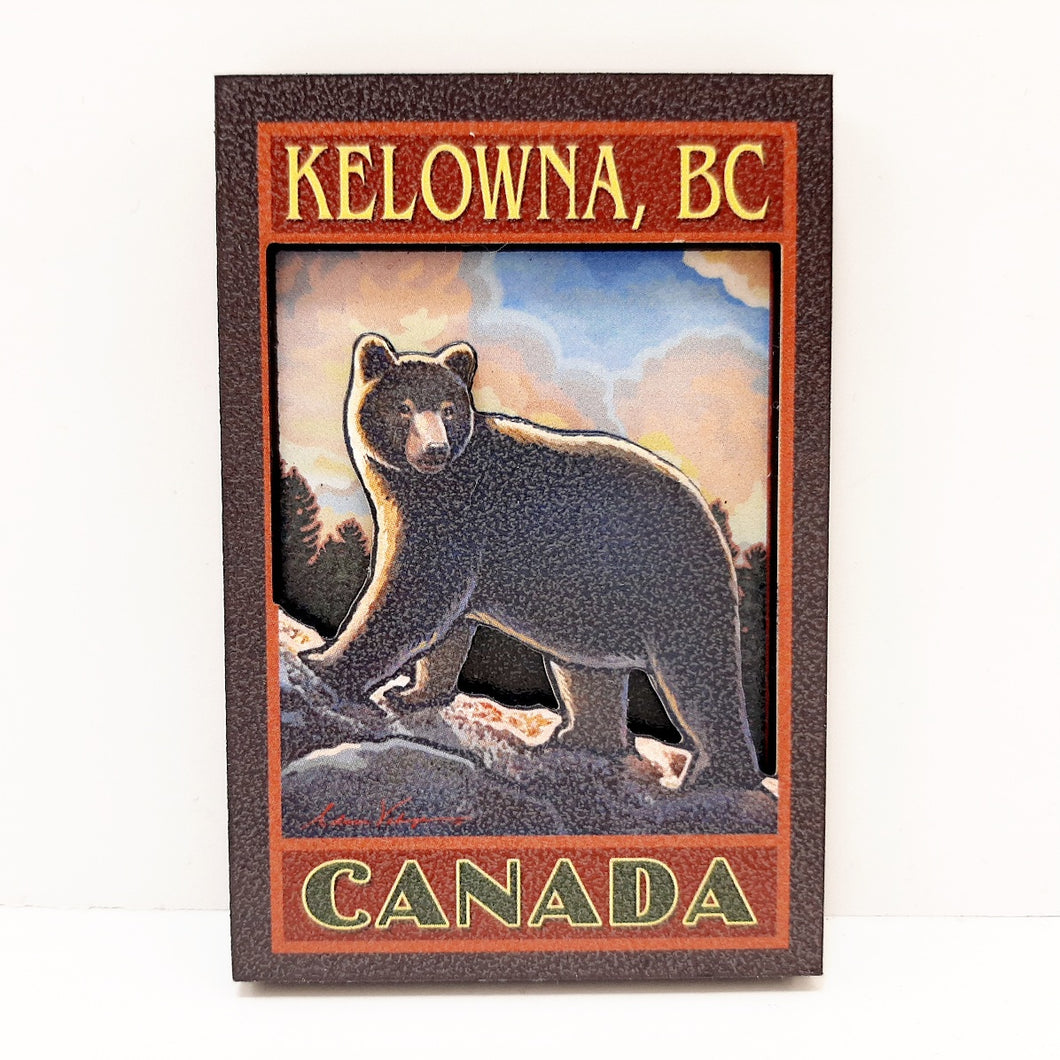 2-D Vintage Art Wooden Kelowna Bear magnet Made In Canada