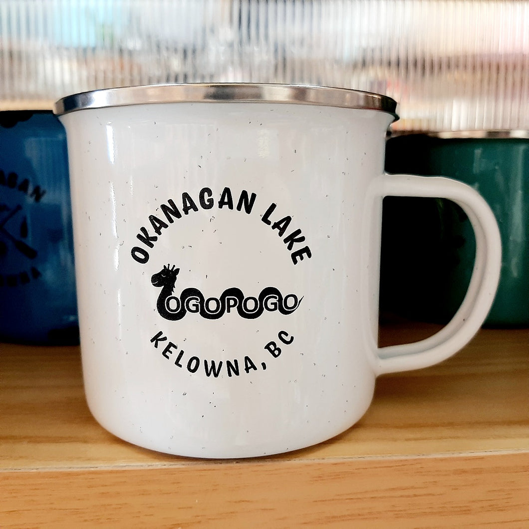Ogopogo Okanagan Lake Kelowna Tin Mug Cup White