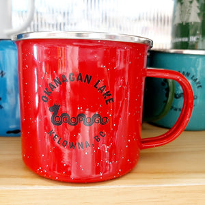 Ogopogo Okanagan Lake Kelowna Tin Mug Cup Red