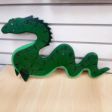 Load image into Gallery viewer, Cribbage Board Ogopogo Handcrafted in BC by Andrew Riddle

