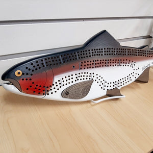 Cribbage Board Salmon Handcrafted in BC by Andrew Riddle