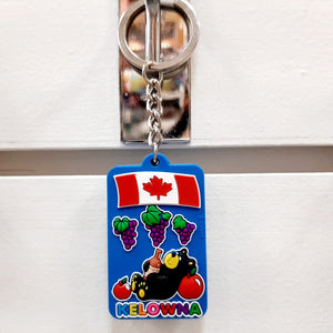 Bear Apple Wine Grape Silicon Keychain Kelowna Canada Flag