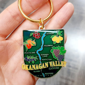 Hard Enamel Okanagan Valley Map Keychain