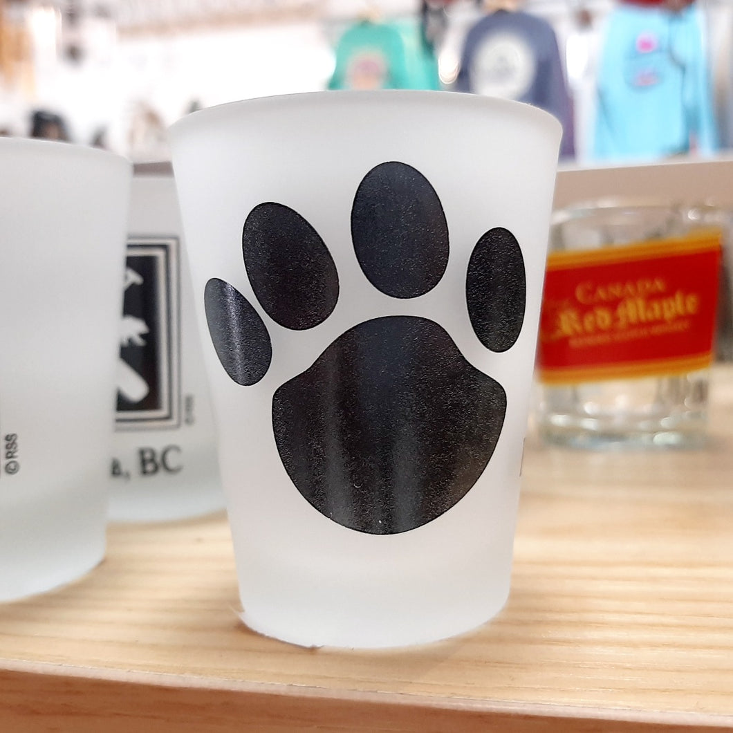 Kelowna BC Bear Paw Shot Glass Black X White