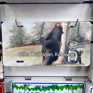 Lake Okanagan Bear Graphic Tin License Plate
