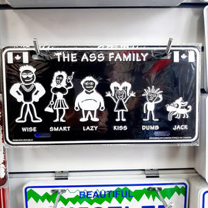 "THE ASS FAMILY" Graphic Tin License Plate