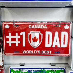 "#1 DAD WORLD'S BEST" Tin License Plate Canada