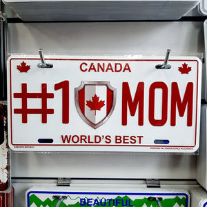 "#1 MOM WORLD'S BEST" Tin License Plate Canada