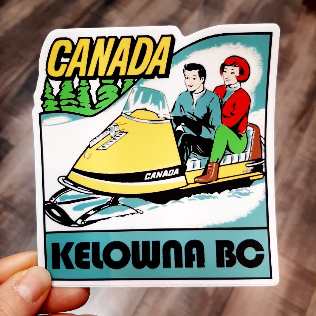Kelowna Canada Retro Style Snow Graphic Sticker
