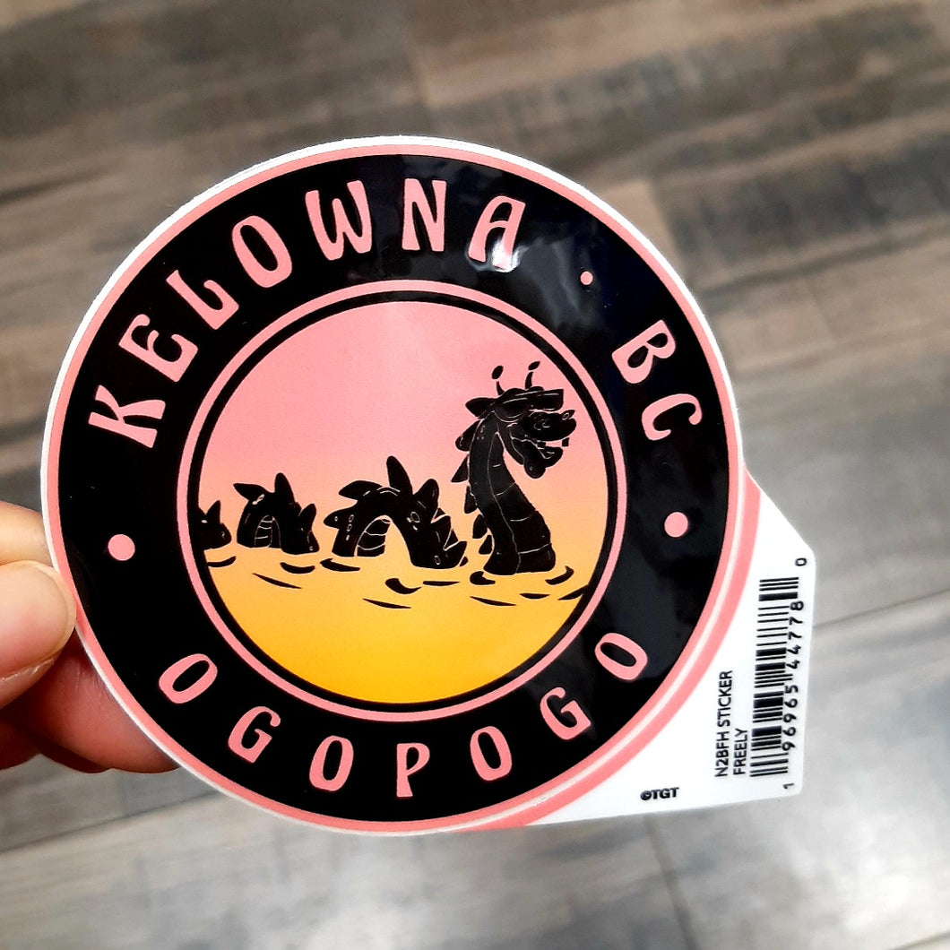 Kelowna Ogopogo Okanagan Lake Graphic Sticker Pink