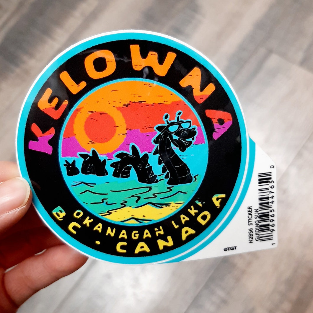 Kelowna Ogopogo Okanagan Lake Graphic Sticker Blue Rainbow