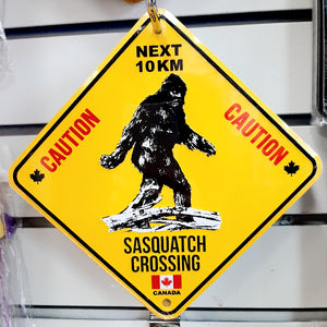 Tin Caution Sign "Sasquatch Crossing"
