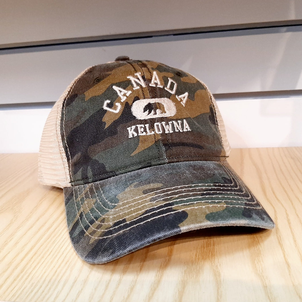 Adult Embroidered Mesh Back Hat Cap Kelowna Canada Camouflage