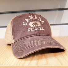 Load image into Gallery viewer, Adult Embroidered Mesh Back Hat Cap Kelowna Canada Brown
