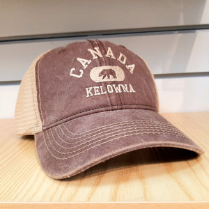 Adult Embroidered Mesh Back Hat Cap Kelowna Canada Brown