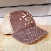 Load image into Gallery viewer, Adult Embroidered Mesh Back Hat Cap Kelowna Canada Brown
