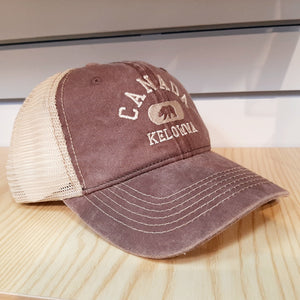 Adult Embroidered Mesh Back Hat Cap Kelowna Canada Brown