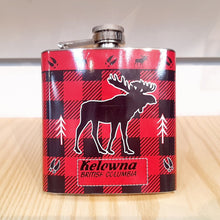 Load image into Gallery viewer, Moose Plaid Stainless Steel Graphic Flask 6OZ Kelowna BC
