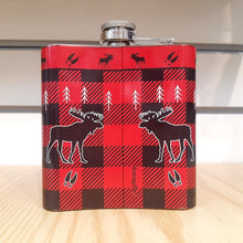 Load image into Gallery viewer, Moose Plaid Stainless Steel Graphic Flask 6OZ Kelowna BC
