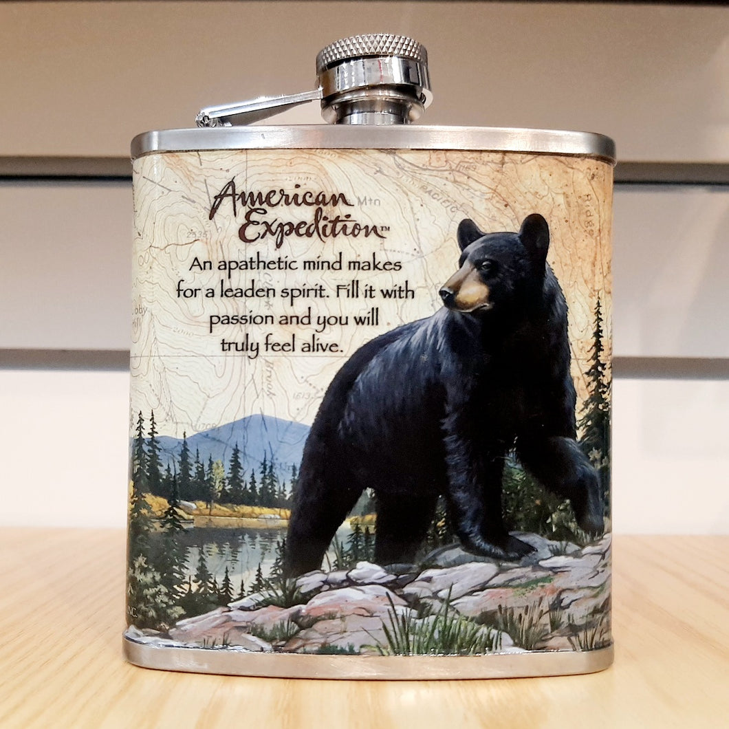 Bear Stainless Steel Graphic Flask 6OZ