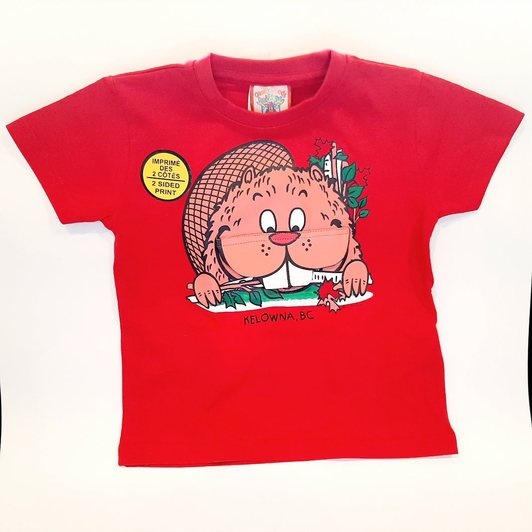 Kids Pop-Up T-shirt Beaver Red Kelowna