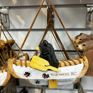 Kelowna Wood Bear On The Canoe Christmas Ornament
