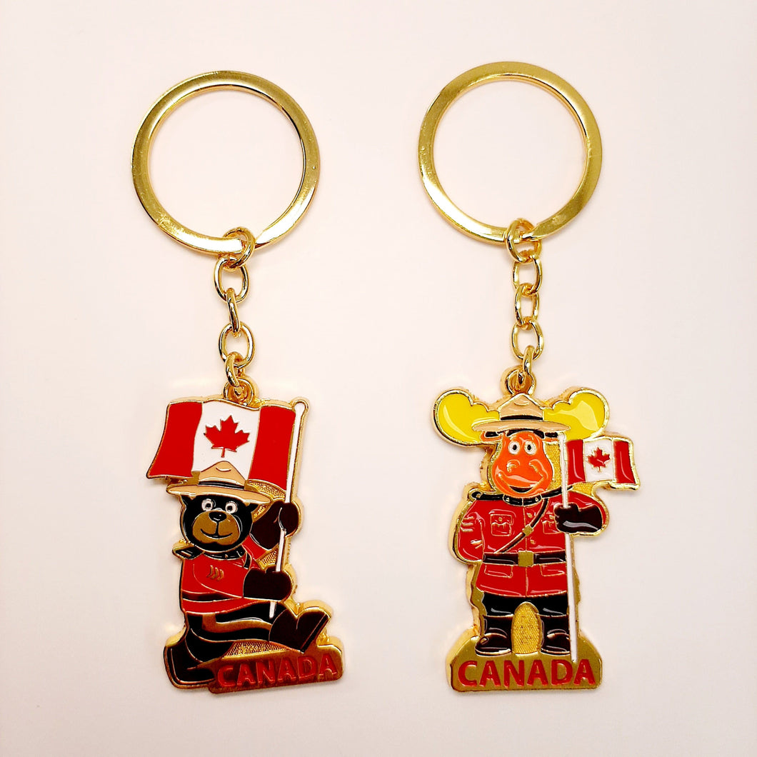 RCMP animal with a Canada flag