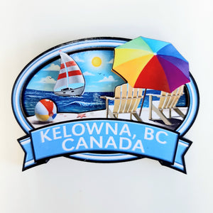 Wooden Kelowna logo beach magnet