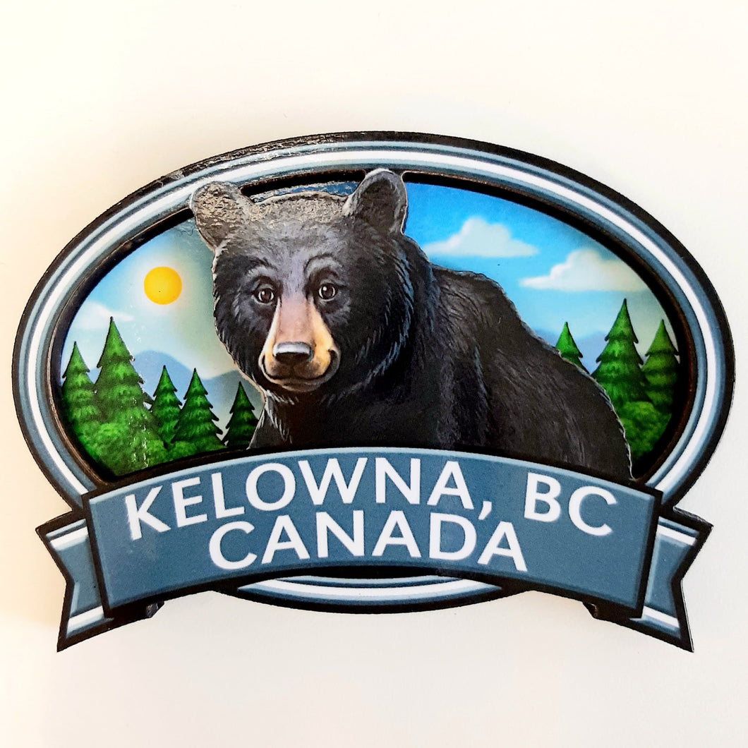 Wooden Kelowna bear magnet