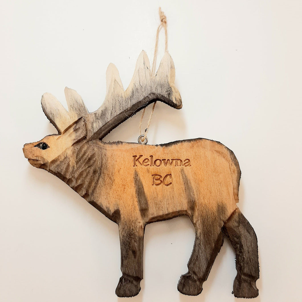 Wooden Kelowna Deer Ornament