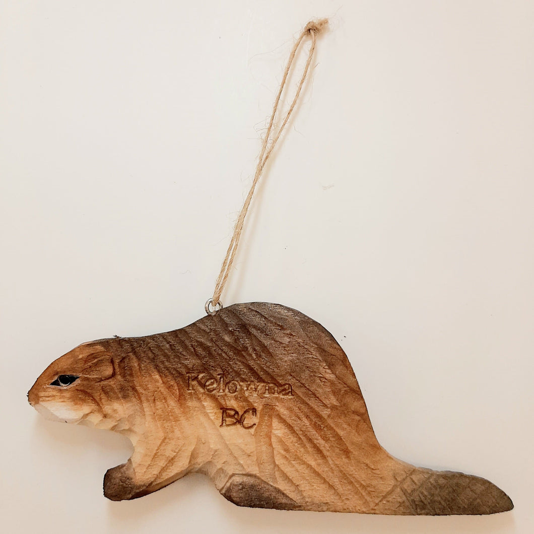 Wooden Kelowna Beaver Ornament
