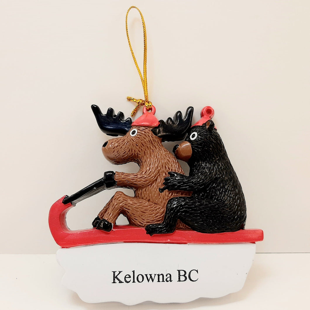 Kelowna Bear & Moose On Sled