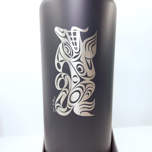 Insulated  Water Bottle With Native art Black