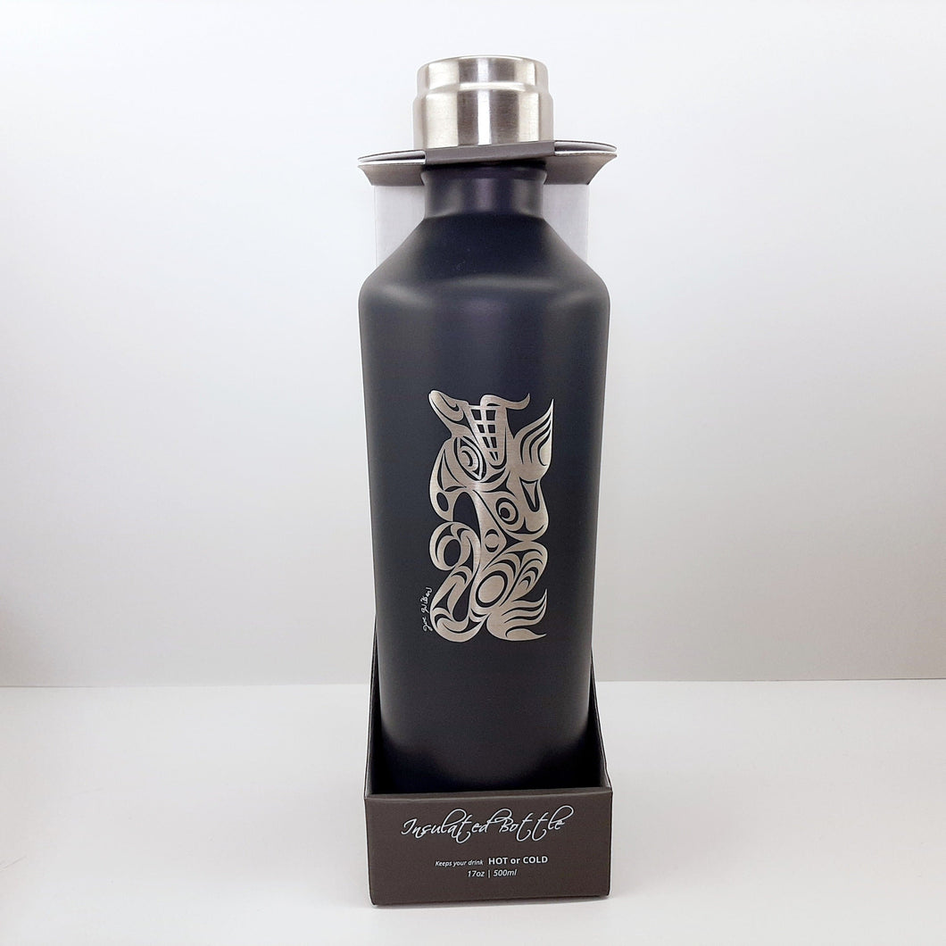 Insulated  Water Bottle With Native art Black
