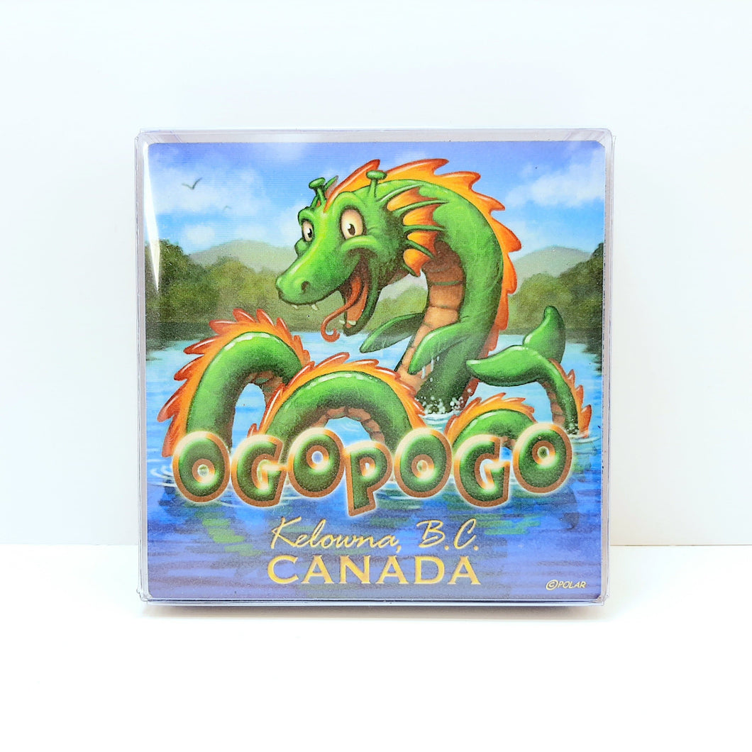 Set of 4 Coaster Ogopogo Kelowna Logo Cork Back