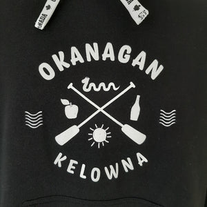 Adult Okanagan Kelowna Wine Ogopogo Apple Sun Image On Detailed Hoodie Warm Lined Black