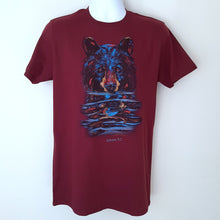 Load image into Gallery viewer, Canadian Artist Printed Adult T-shirt Kelowna BC. Charcoal Bear in Water
