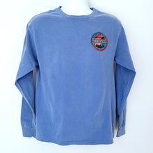Load image into Gallery viewer, Back Printed Adult Long Sleeve Shirt OKANAGAN LAKE KELOWNA Saxe Blue
