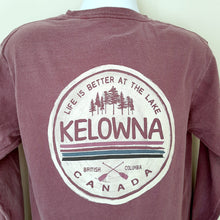 Load image into Gallery viewer, Back Printed Adult Long Sleeve Shirt &quot;LIFE IS BETTER AT THE LAKE&quot; KELOWNA Purple
