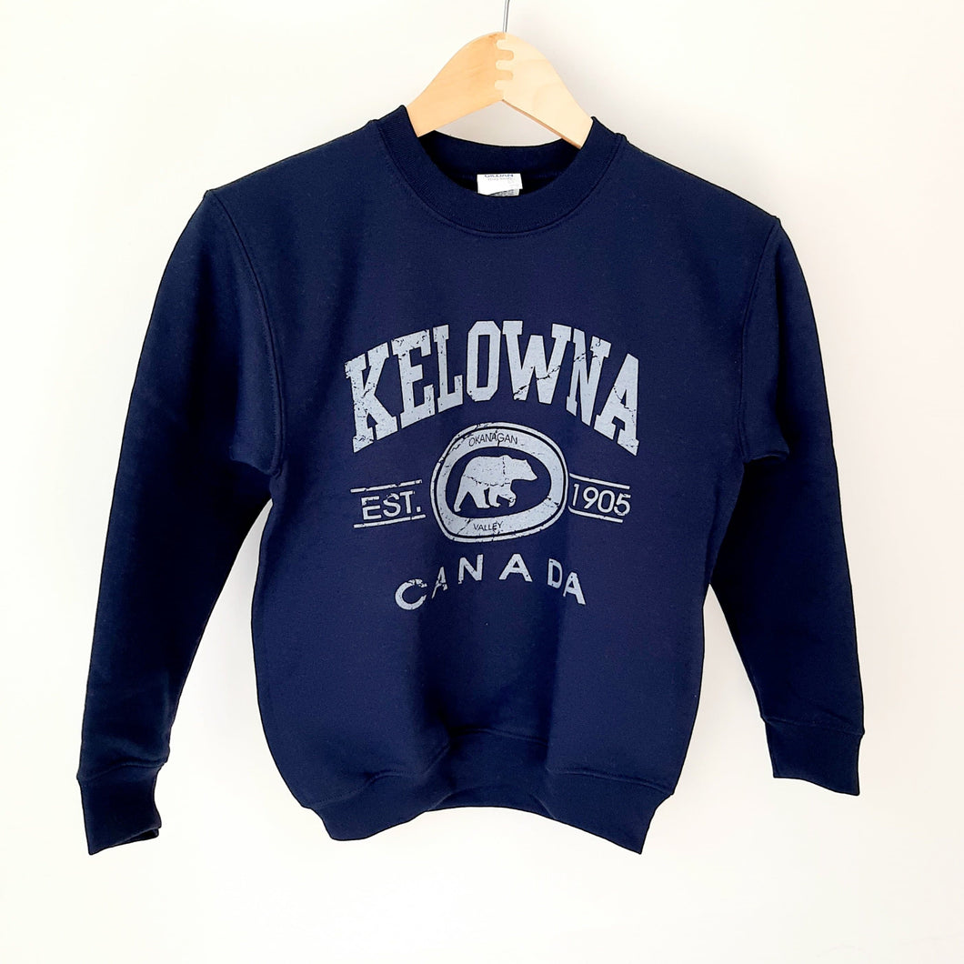 Youth Bear Printed Sweatshirt Navy Kelowna Canada