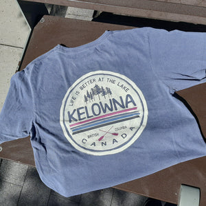 Back Printed Adult T-shirt Gray "LIFE IS BETTER AT THE LAKE" Kelowna